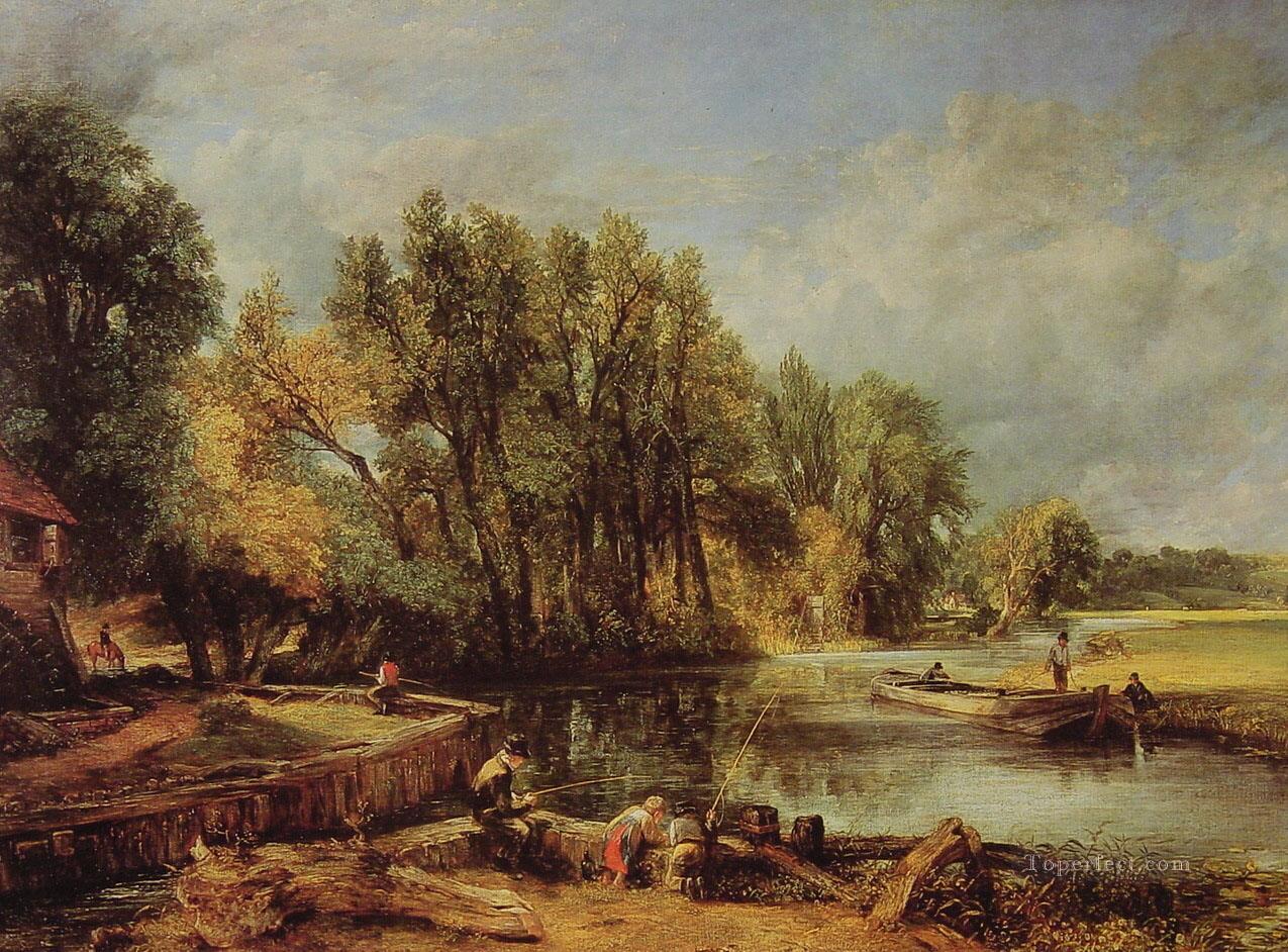 Stratford Mill Romantic landscape John Constable stream Oil Paintings